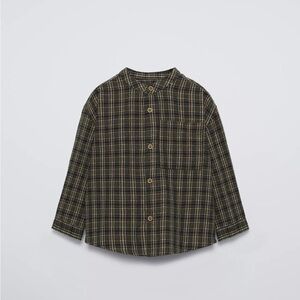 Zara Olive & Black Plaid Button-Down Shirt